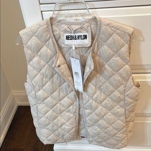 Neon & Nylon Quilted Vest in Beige